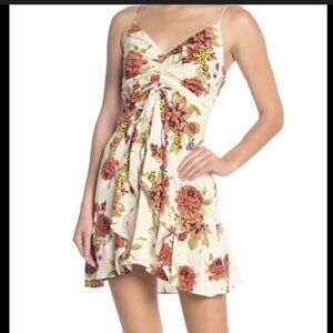 Free People Floral Mini Dress in Red and Green